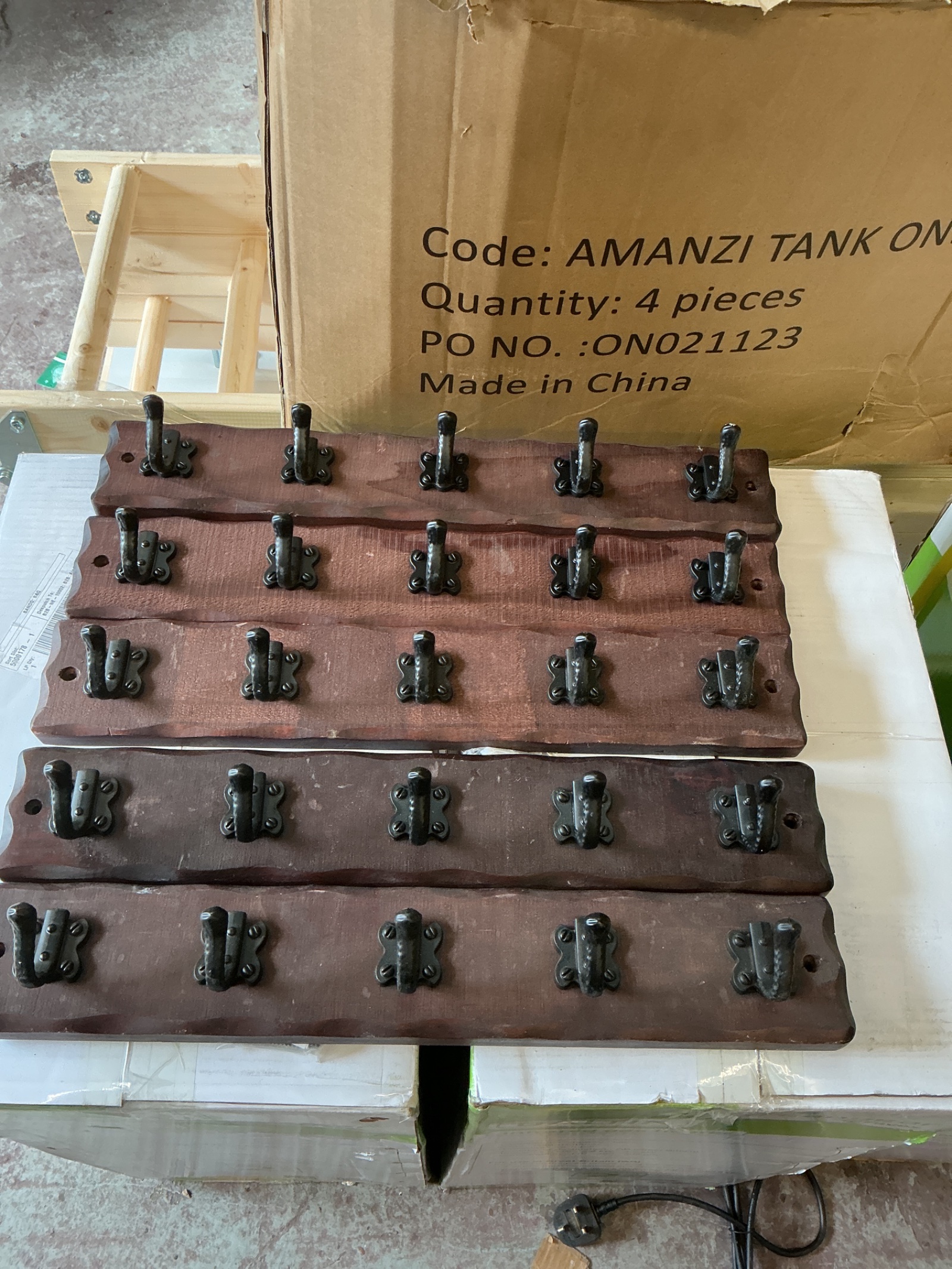 1146 Five Wooden Rustic Coat Hook kits