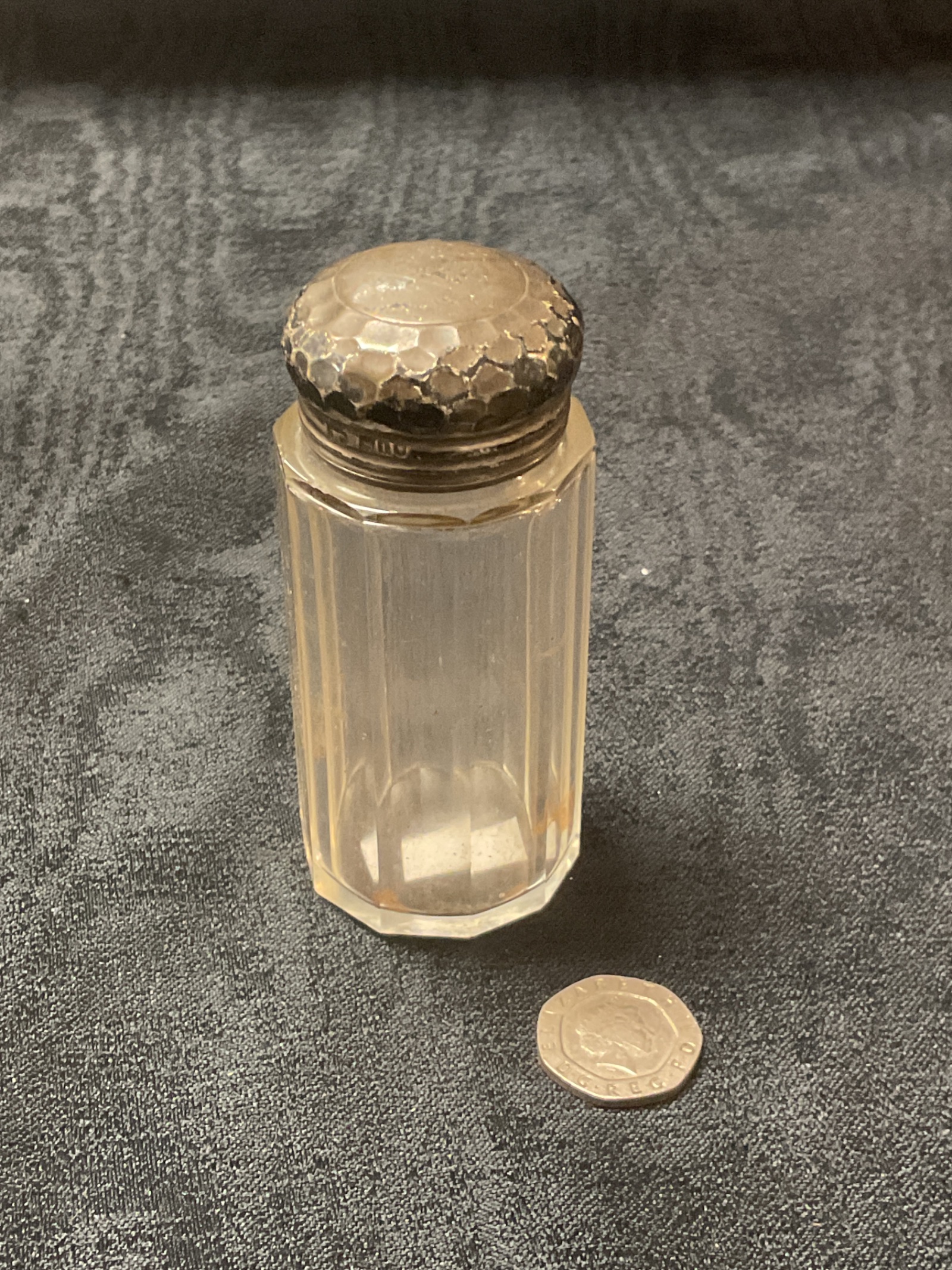 967 Hallmarked silver mounted dressingbtable Pin bottle