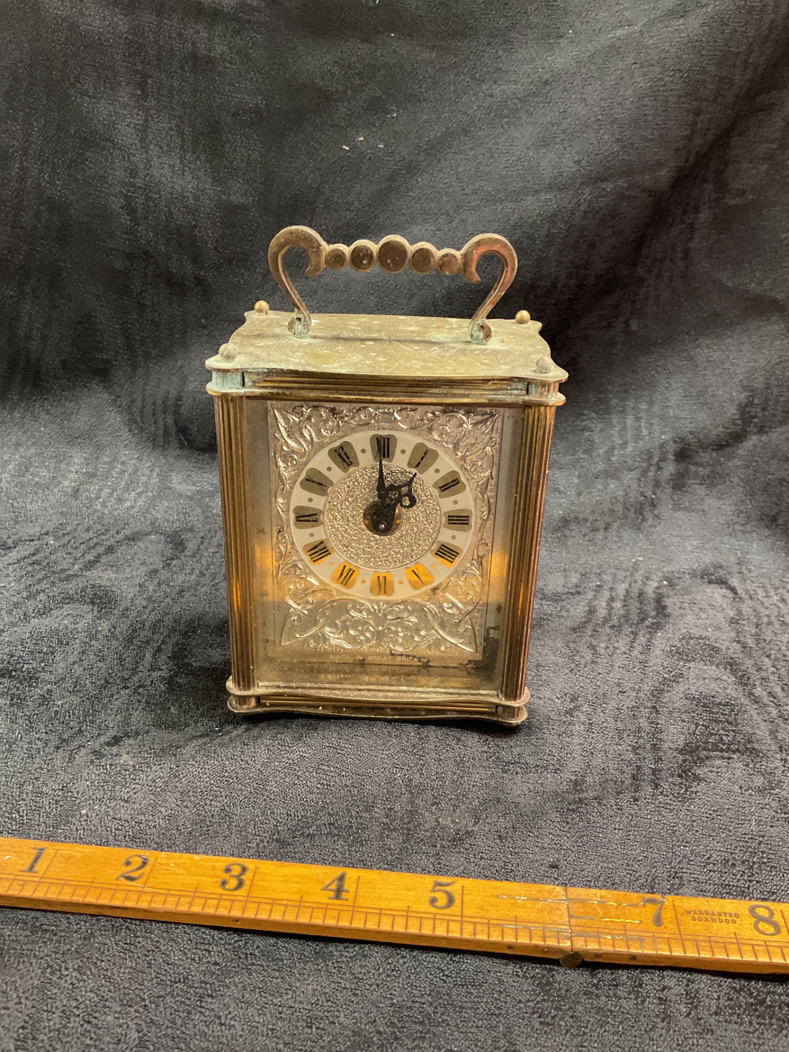 747 Smiths lois eight day brass cartiage clock