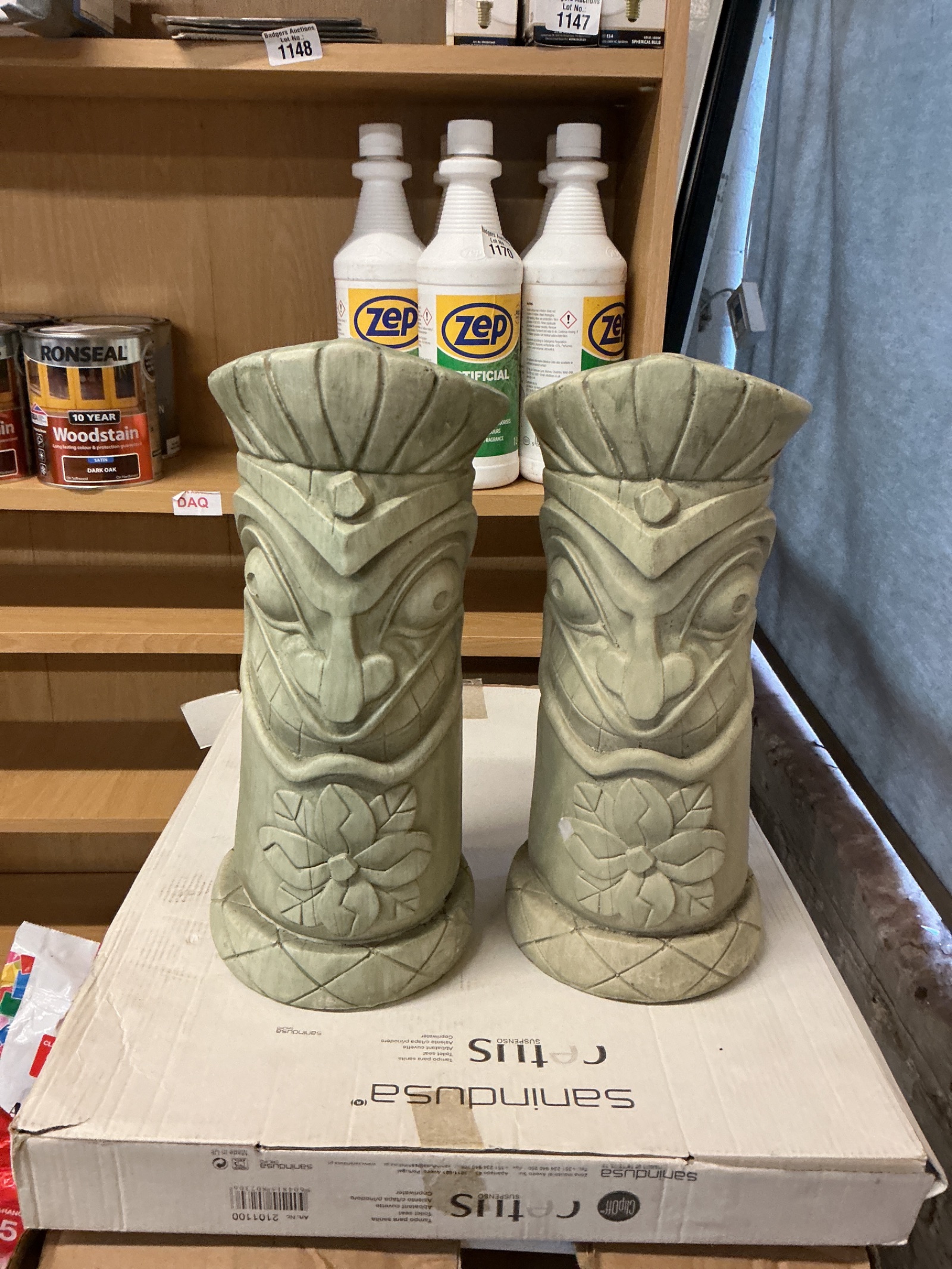 1199 Two Tikki Totem garden figurines