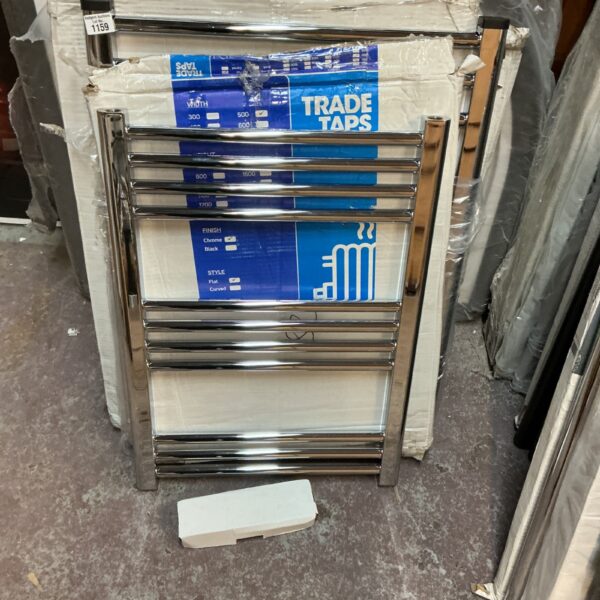 Chrome ladder radiator by Trade Taps, 700x500mm, for central heating.