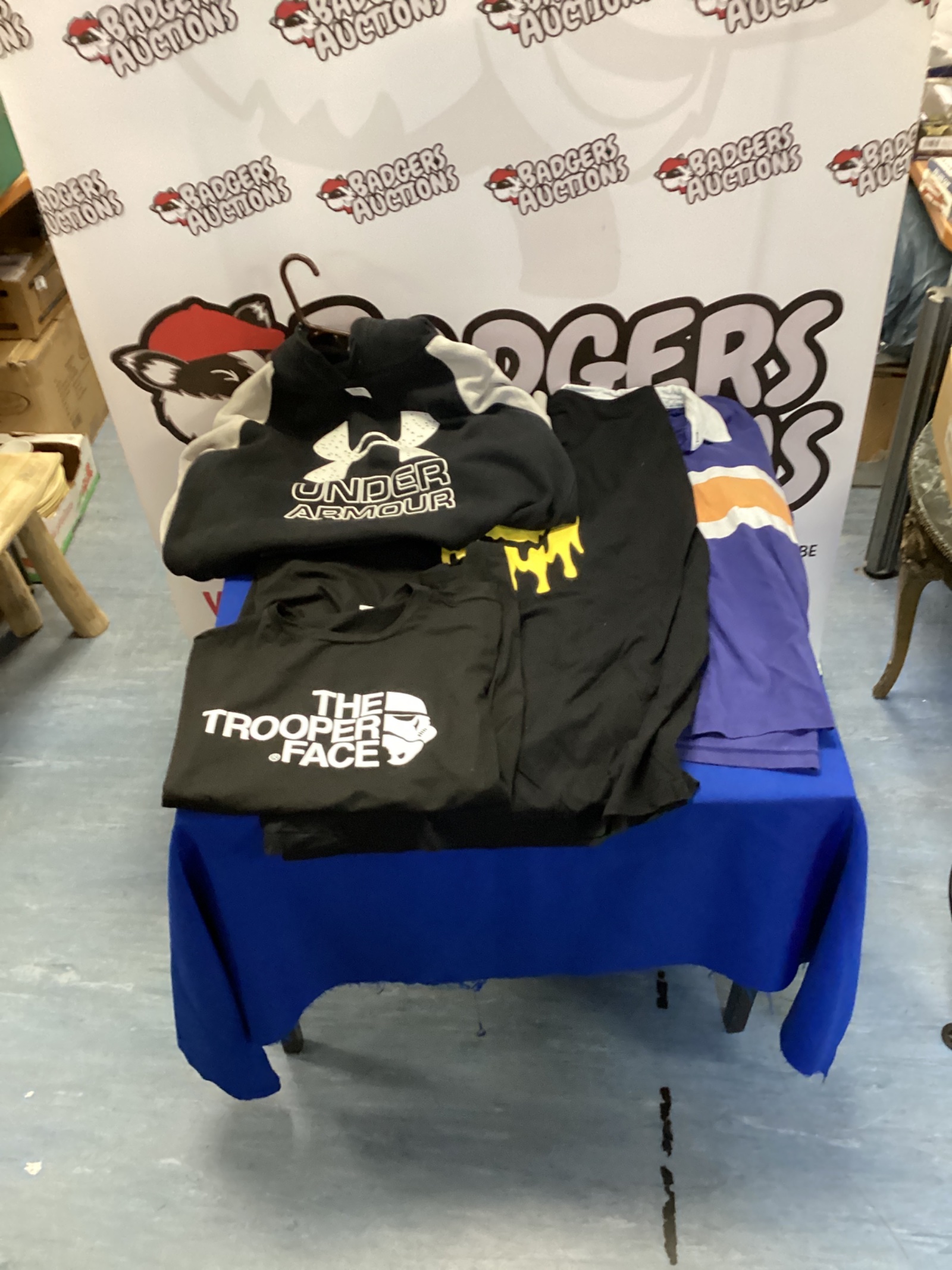 601 Under armour hoody XL with three T-Shirts inc the trooper face