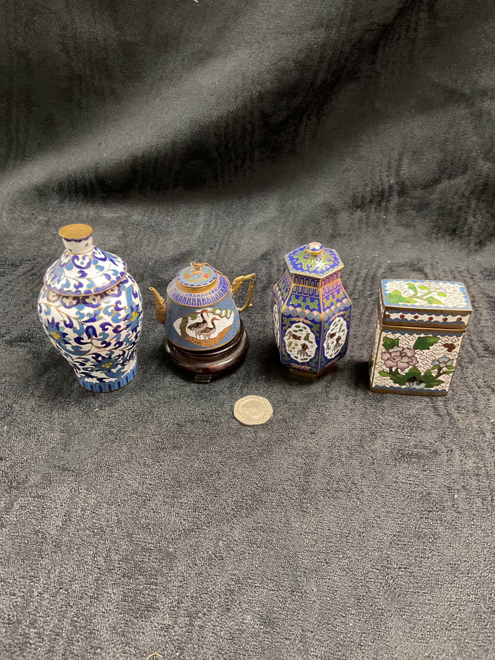 741 Four Vintage Cloissonne Pots