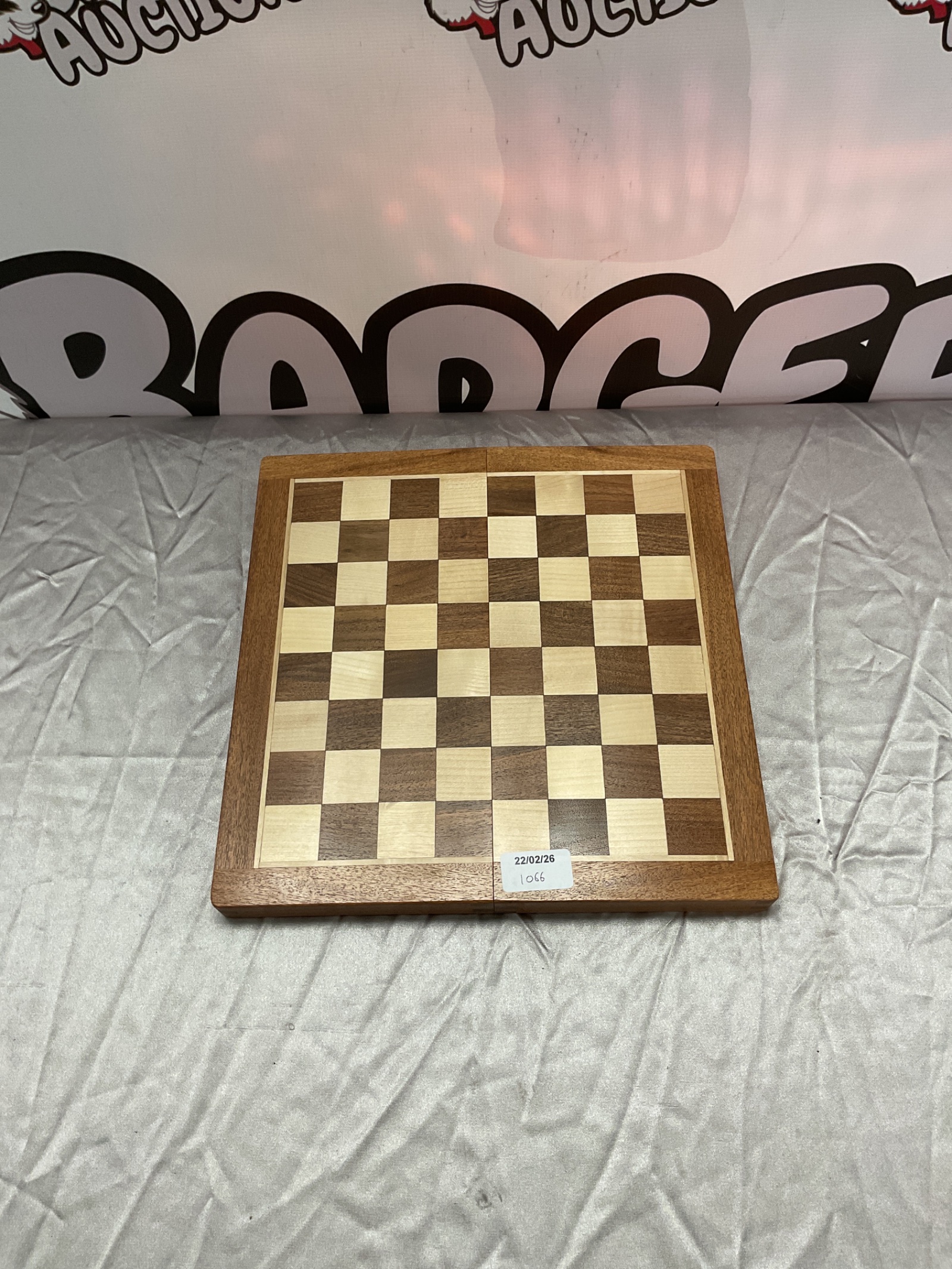 359 Folding wooden Chess Board with pieces