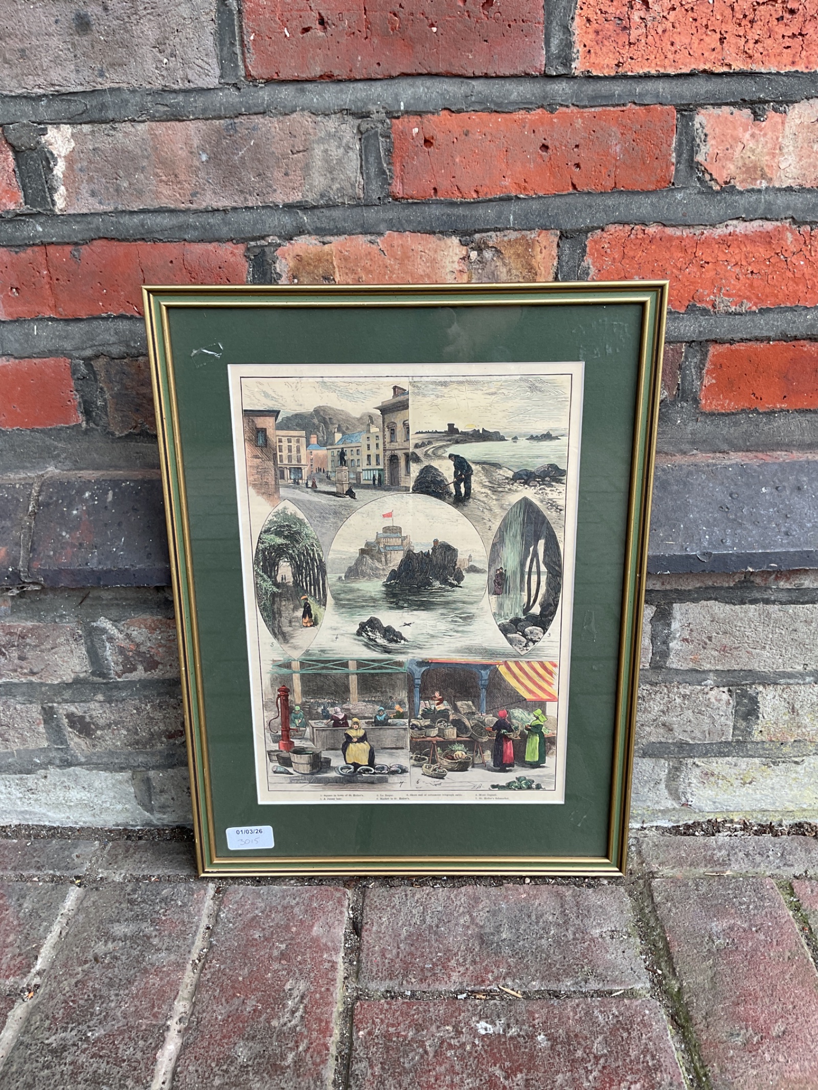 809 Vintage h buckman coulured engraving of coastal scenes & market