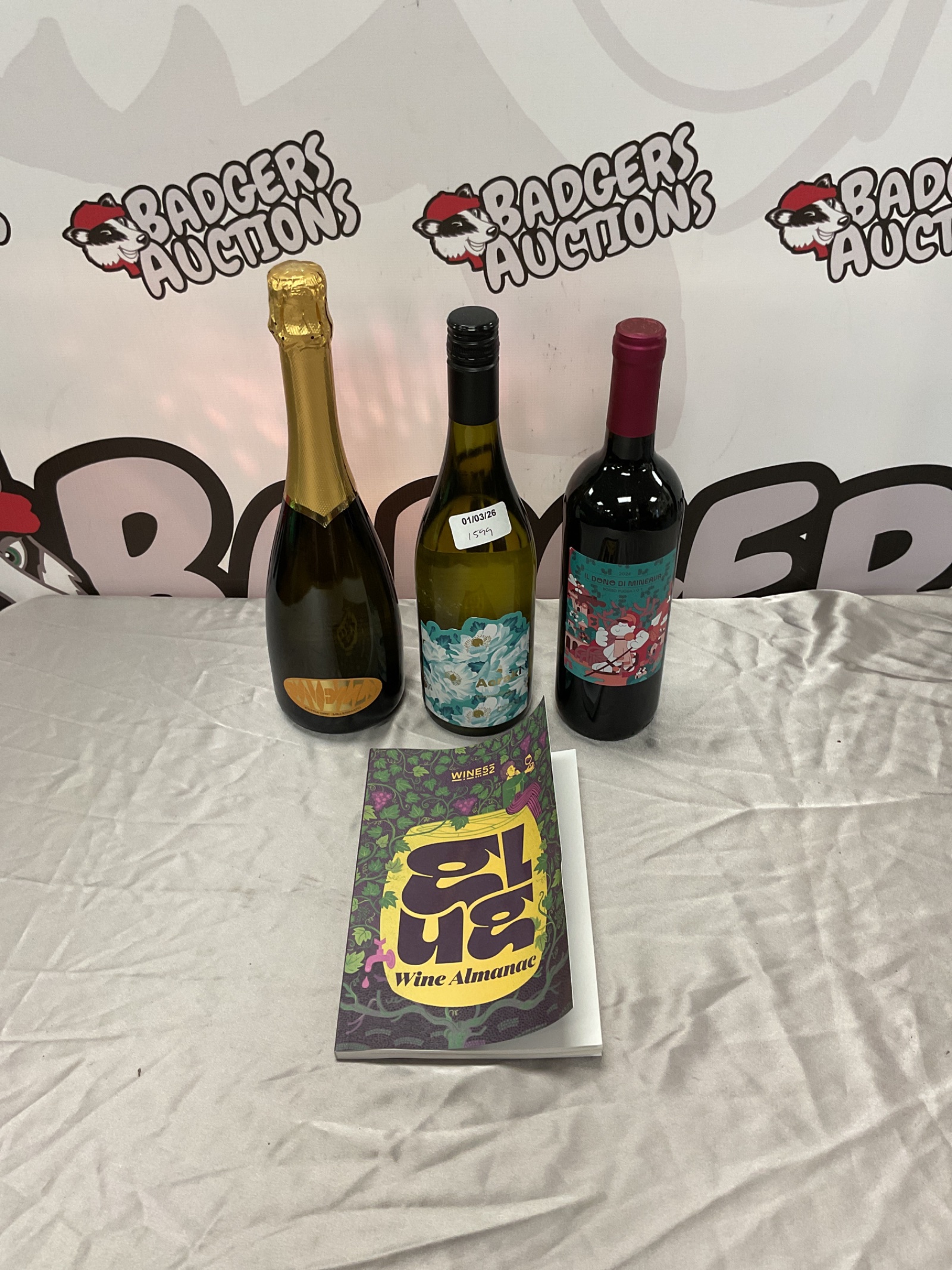 1019 Three bottles of wine inc aoraki, il dono di minerva with wine almanac