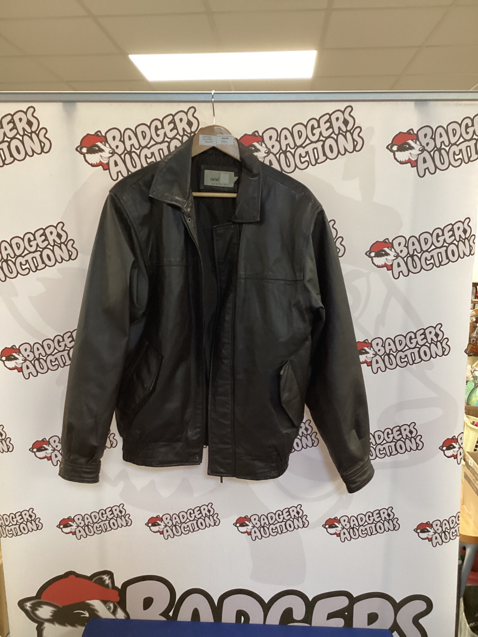 579 Zantos clothing leather aviator jacket size S