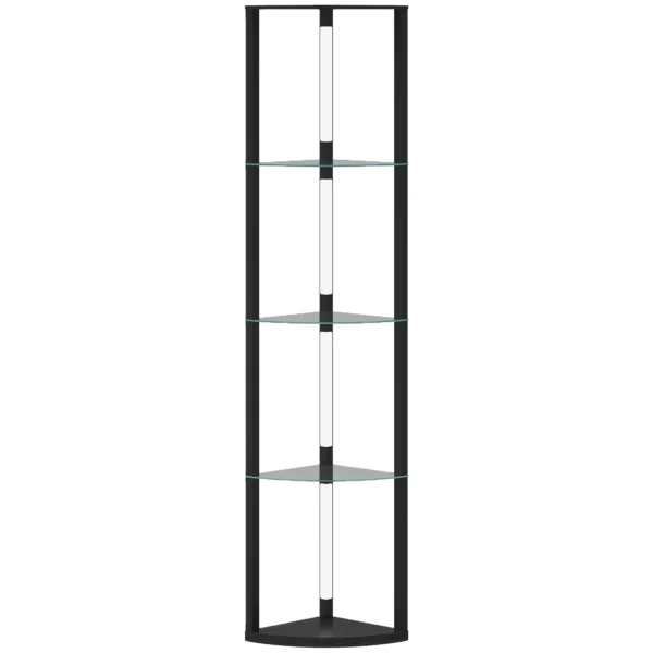 HOMCOM LED Floor Lamp with Shelves, Dimmable Standing Lamp with Foot Switch for Living Room, Bedroom, Black