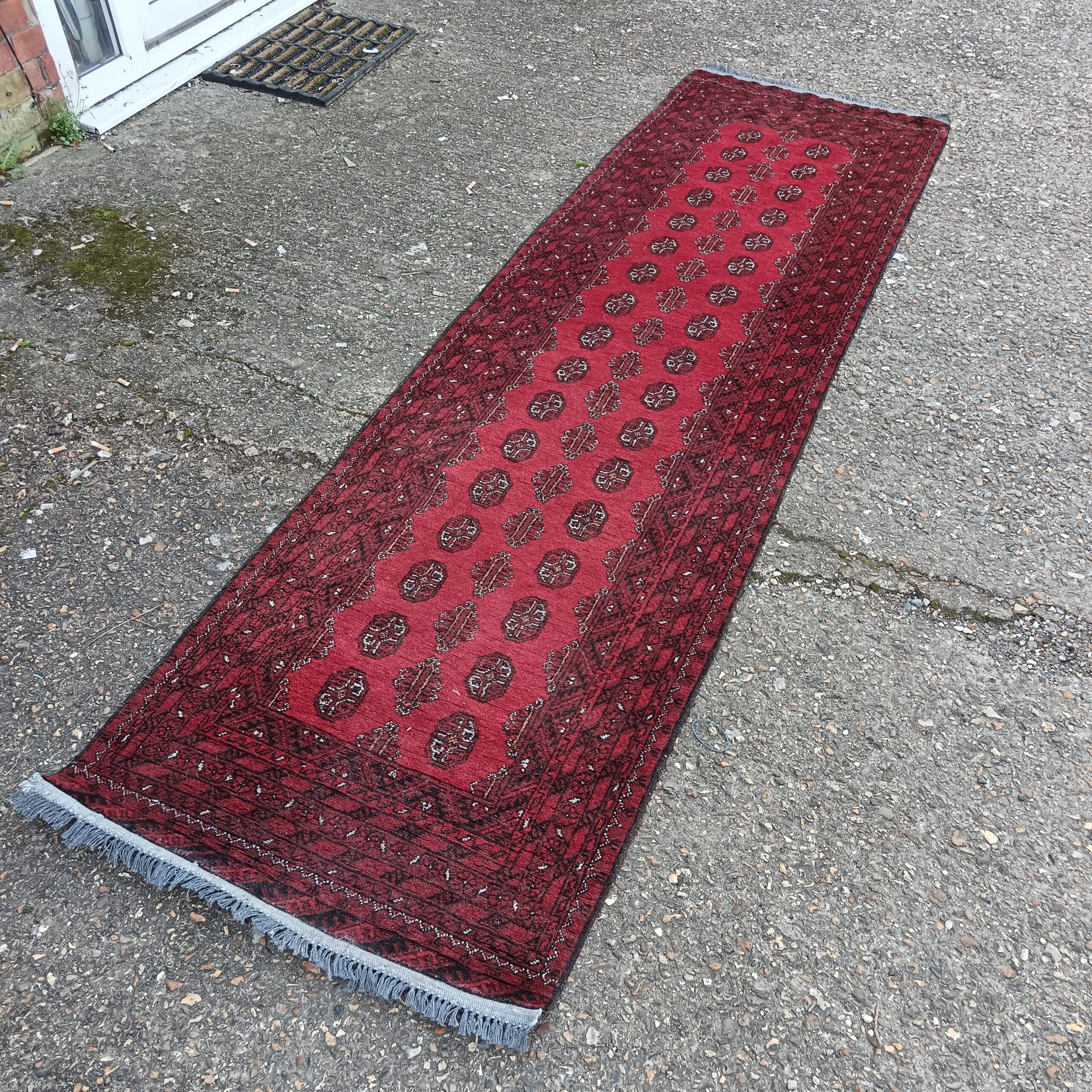 681 aqsha Afghan hand woven runner rug 80cm x 290cm