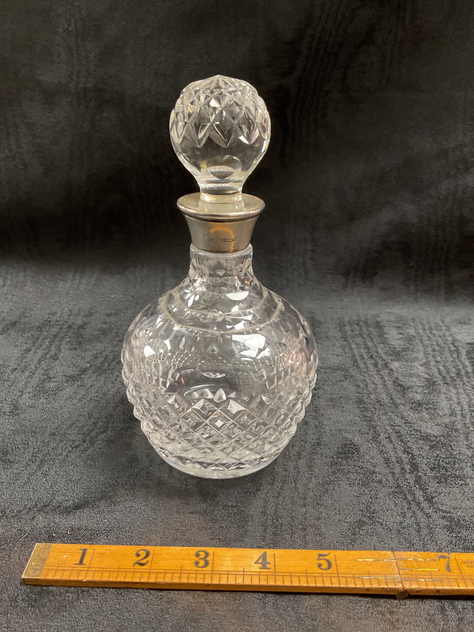 961 Small crystal hallmarked silve top decanter