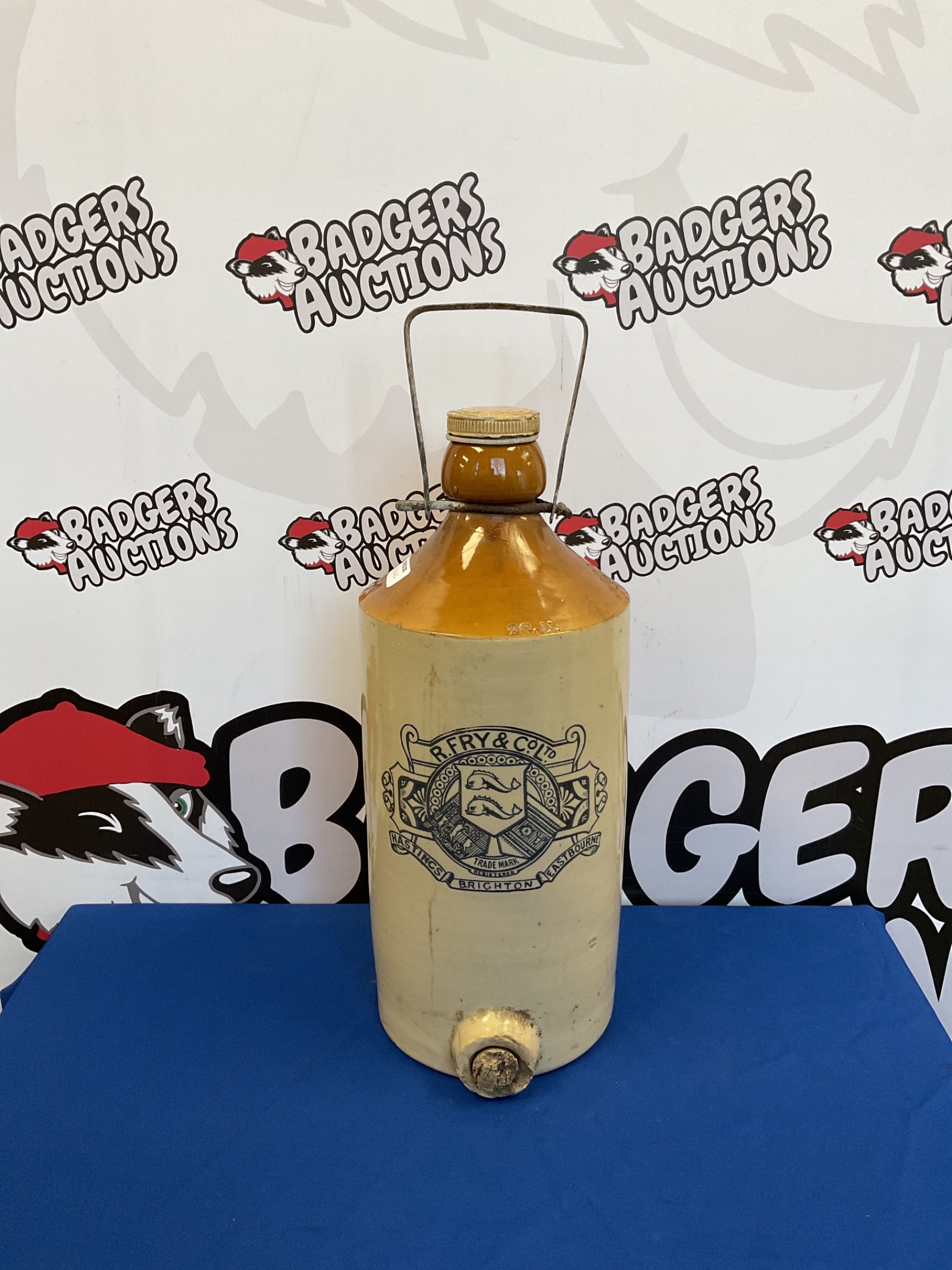024 Large Antique fry & co brighton salt glazed flagon
