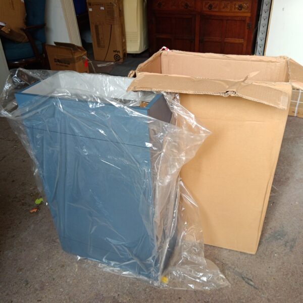 Blue gloss WC unit, model L110, for bathroom storage.