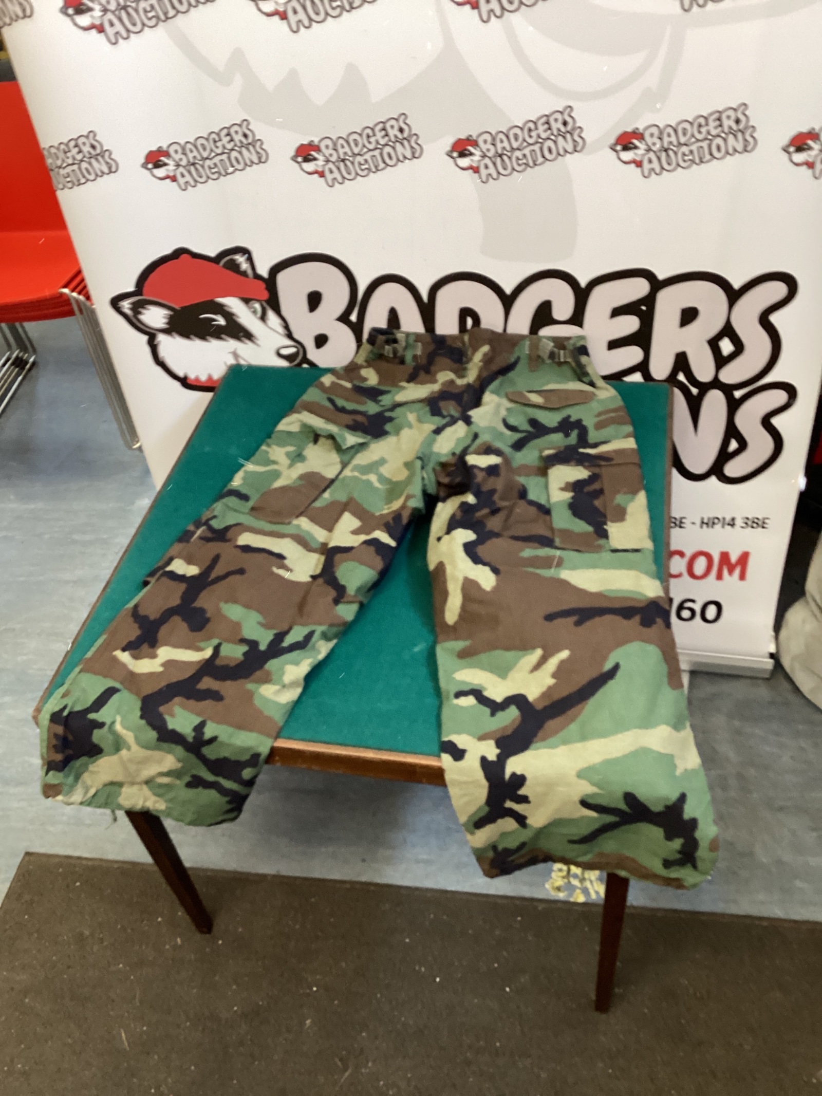573 Pair of british army medium to short British forest army camouflage patterned trousers