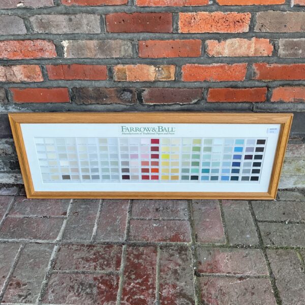 Vintage Farrow & Ball paint chart with colour swatches for interior design.