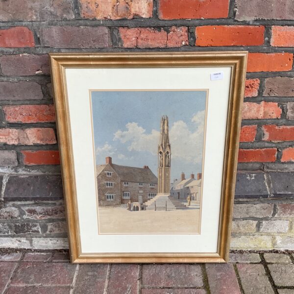 Watercolour painting of Geddington Eleanor Cross by Michael Walker