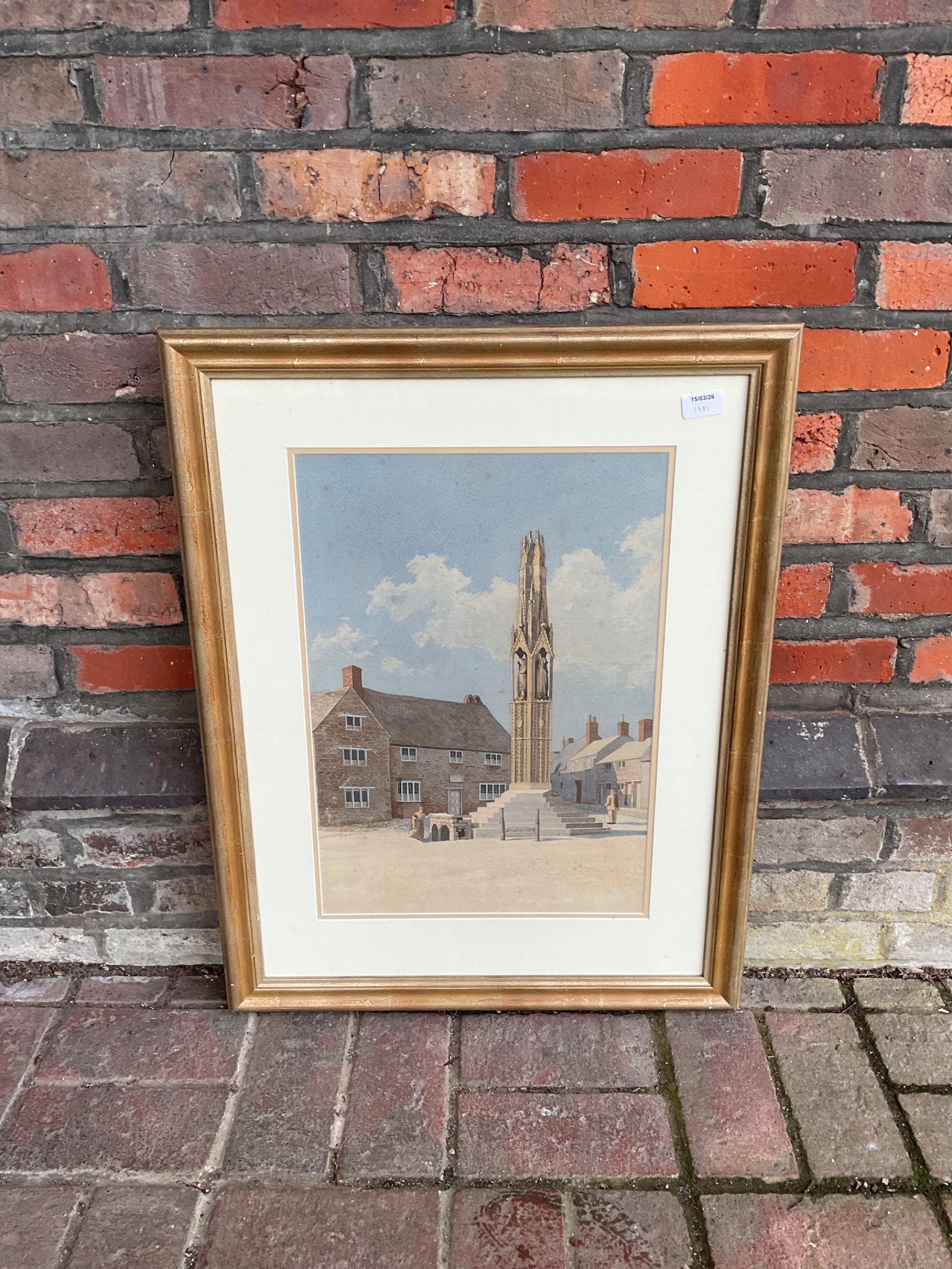 727 michael walker watercolour of geddington eleanor cross