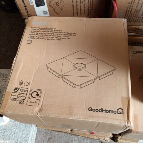 Square Goodhome lingga parasol base for garden use.
