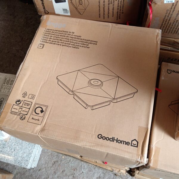 Goodhome Lingga square parasol base, ready to be filled with weight.
