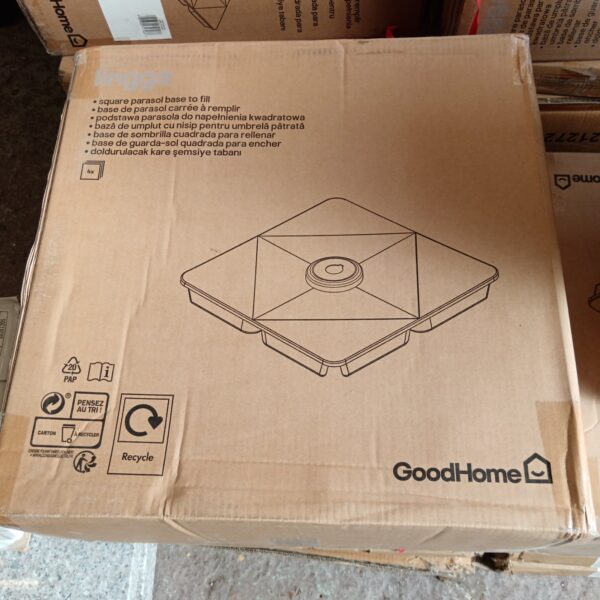 Square Goodhome lingga parasol base for garden use.