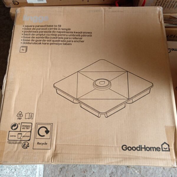 Square Goodhome lingga parasol base for garden use.
