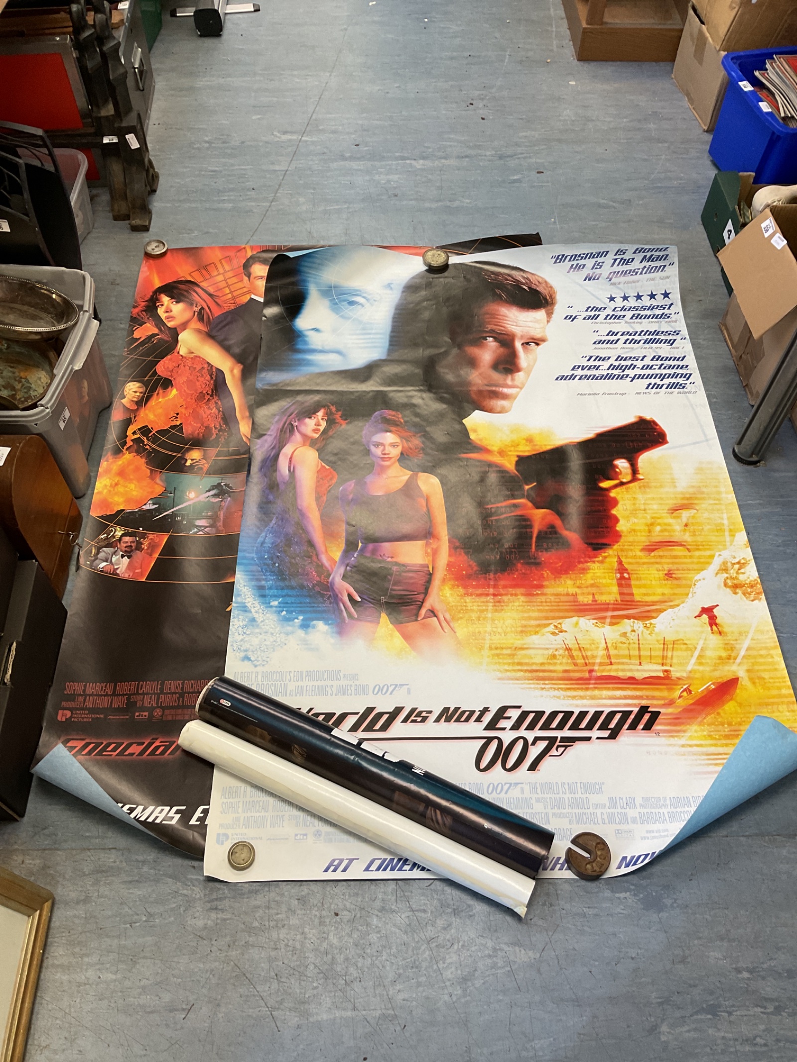 703 Two large cinema lobby james bond 007 posters & one direction poster