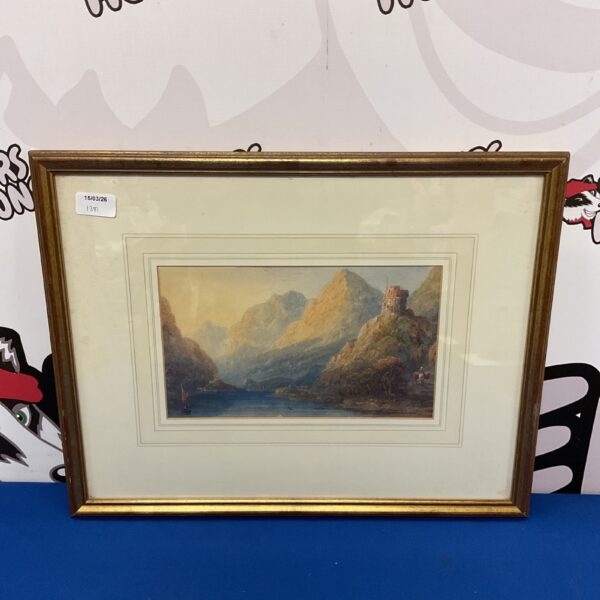 James Howard Burgess watercolour painting of a Scottish Highland castle landscape.