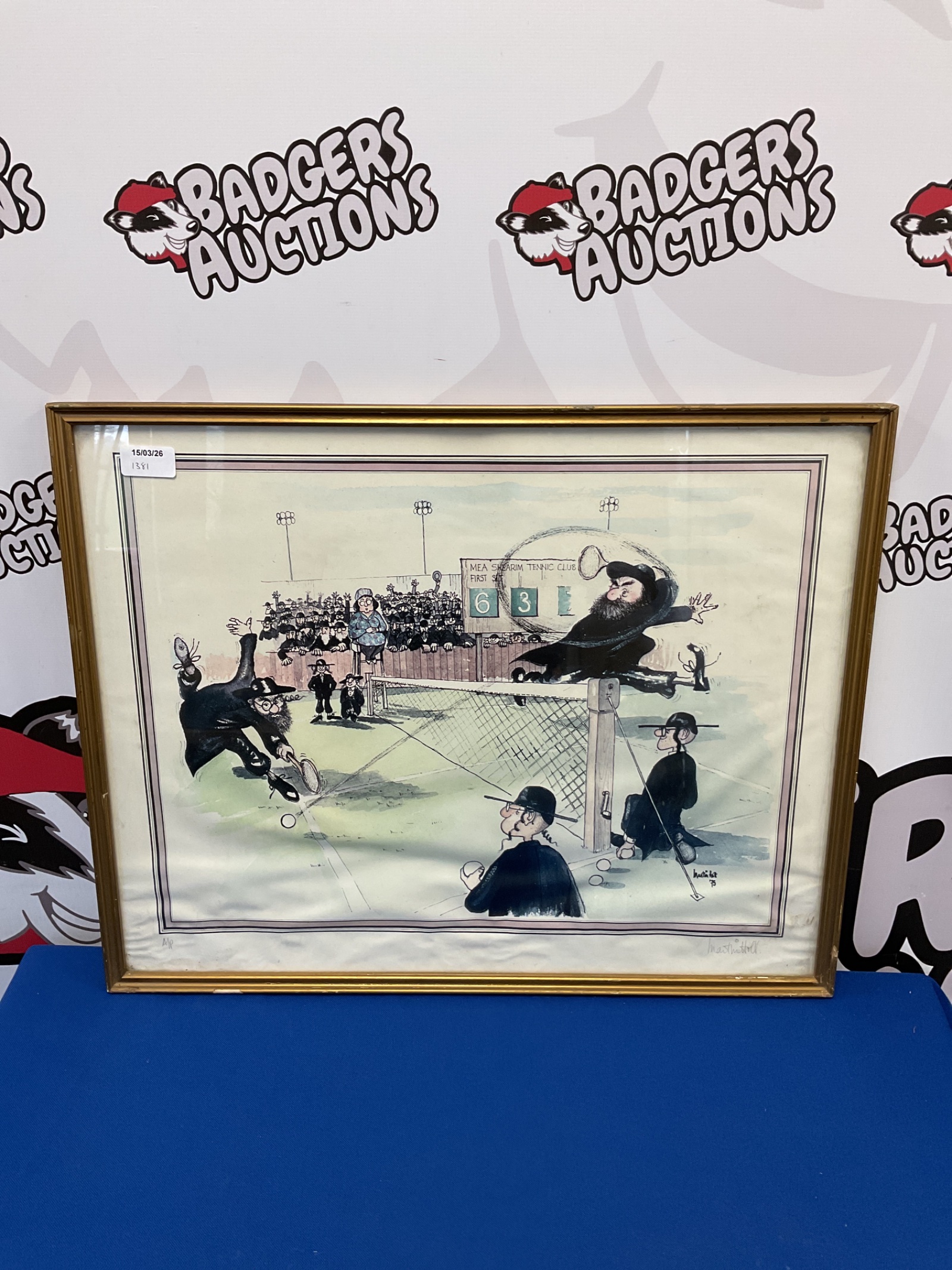 691 martin holt framed artist proof print of rabis tennis match