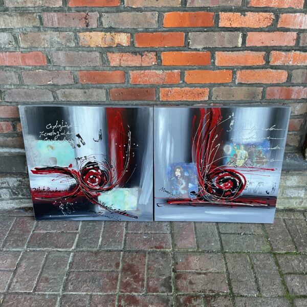 Pair of original Michael Jackson acrylic paintings on canvas.