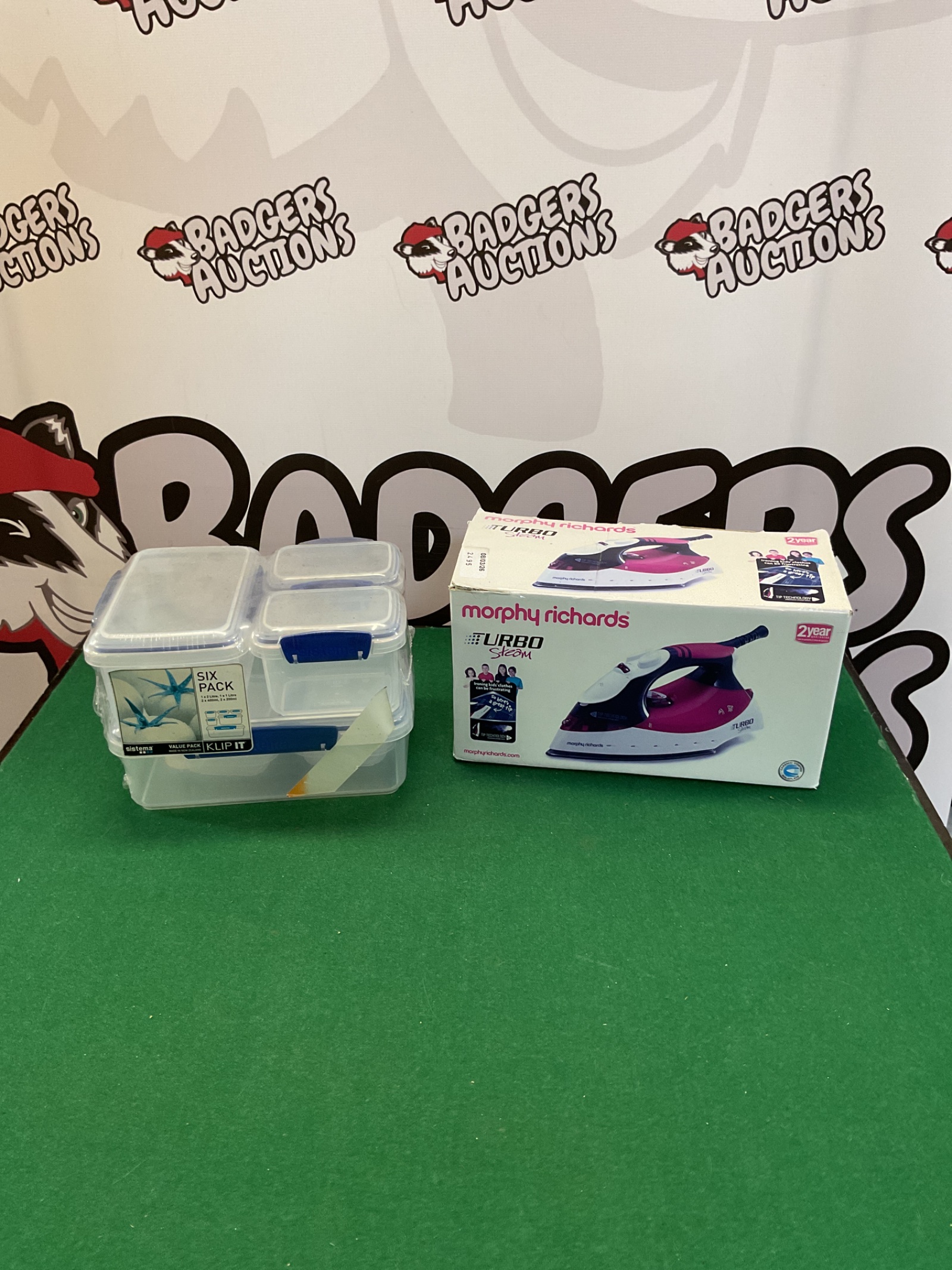 503 Morphy Richards Turbo Steam iron with sistema six pack of klip it boxes