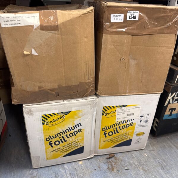Five boxes of Prosolve aluminium foil tape for HVAC and duct sealing.