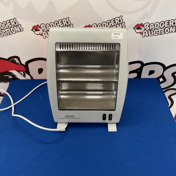 Side view of a white quartz heater for small spaces.