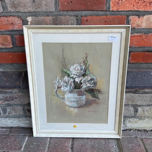 Vintage Rosa Harding pastel painting of roses in a jug.