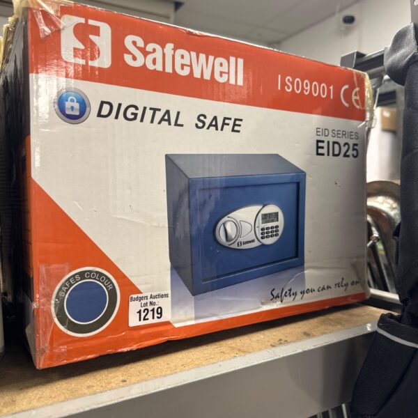Safewell eid 25 digital safe with electronic keypad for secure storage.