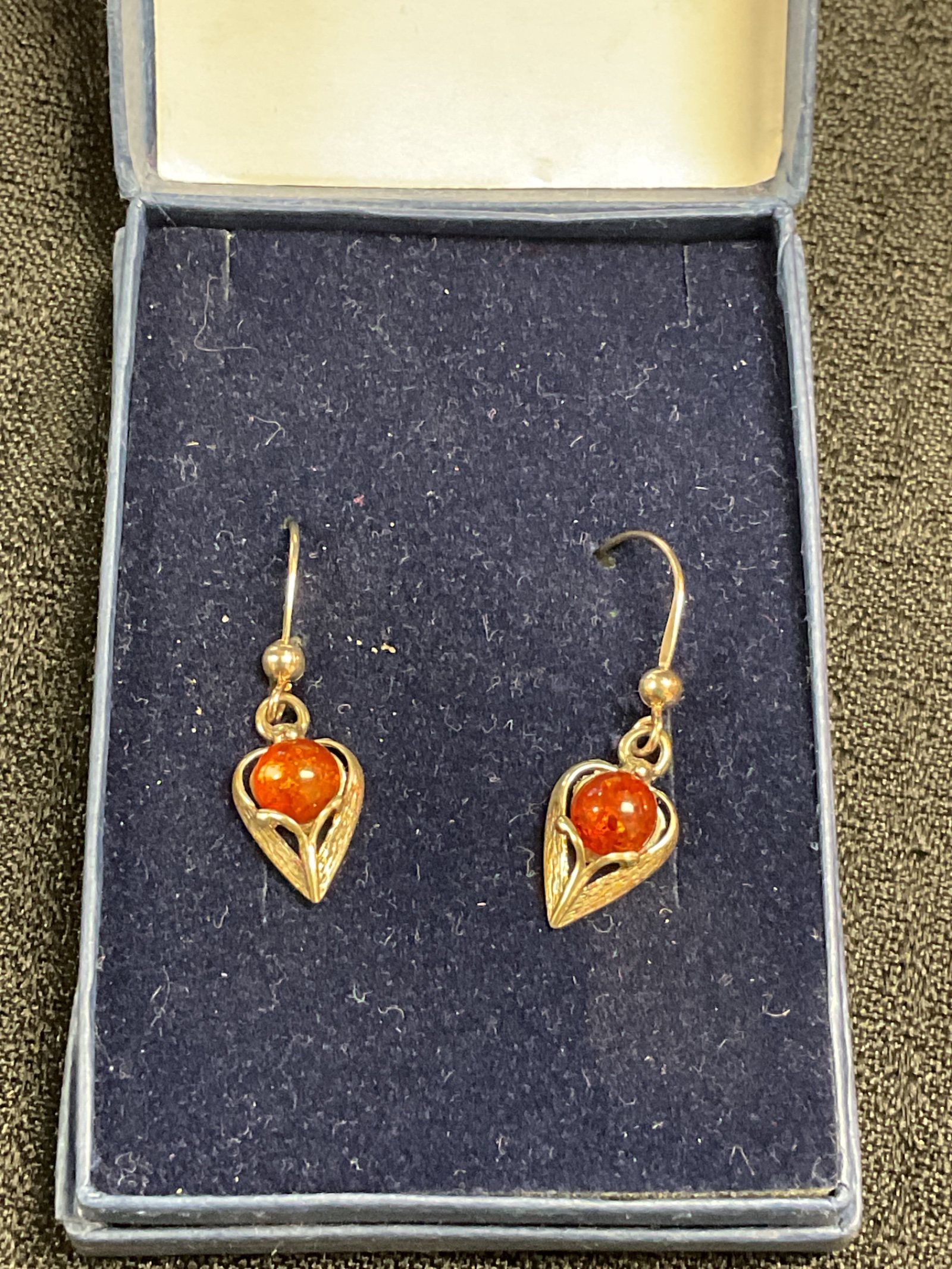 979 Pair of 925 Silver amber earrings