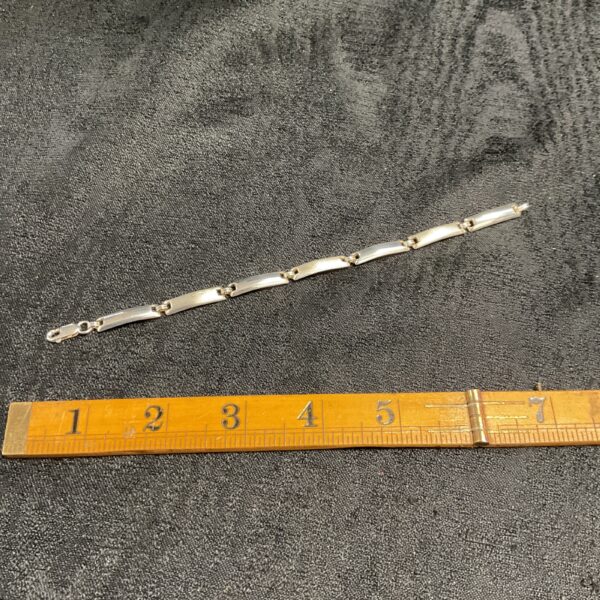 Polished silver bar link bracelet, 925 sterling silver jewellery.