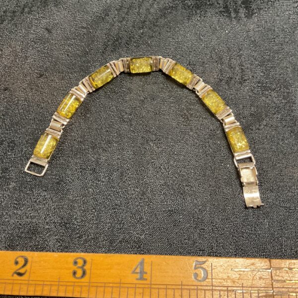 Silver bracelet with lozenge cut crystals, vintage jewellery.