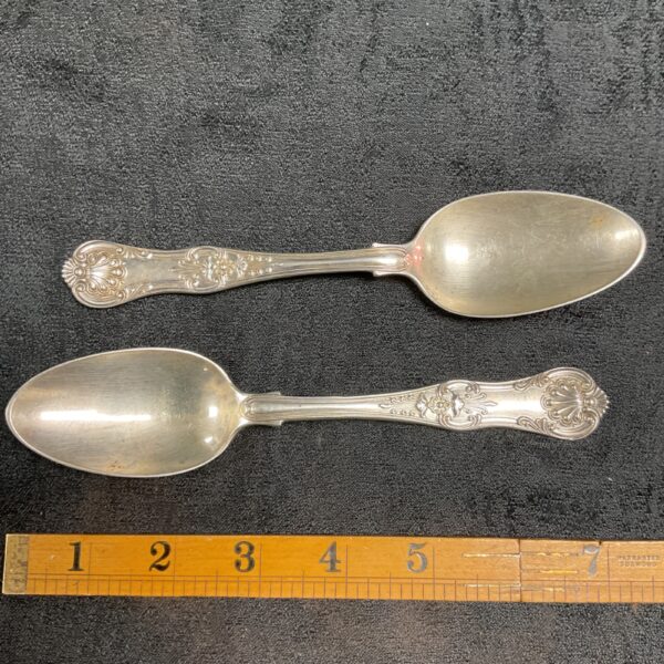 Pair of antique hallmarked silver desert spoons.