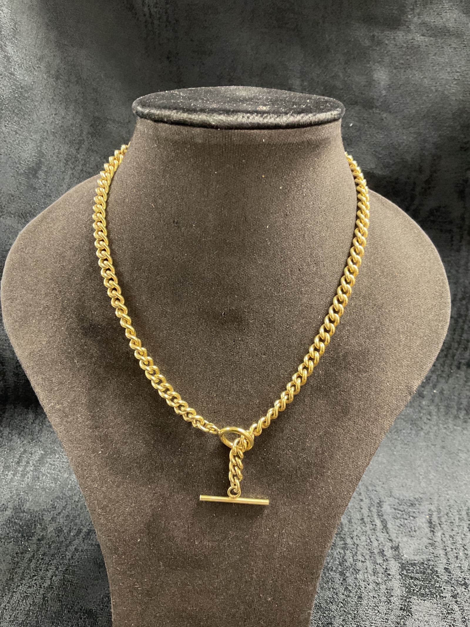 952 925 Silver Gilt T Bar 28” Necklace 32.1g