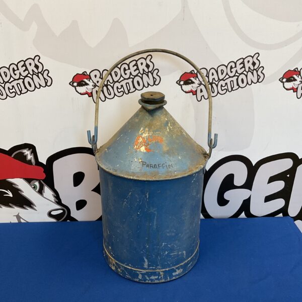 Vintage Braimer paraffin can with handle, showing signs of age.