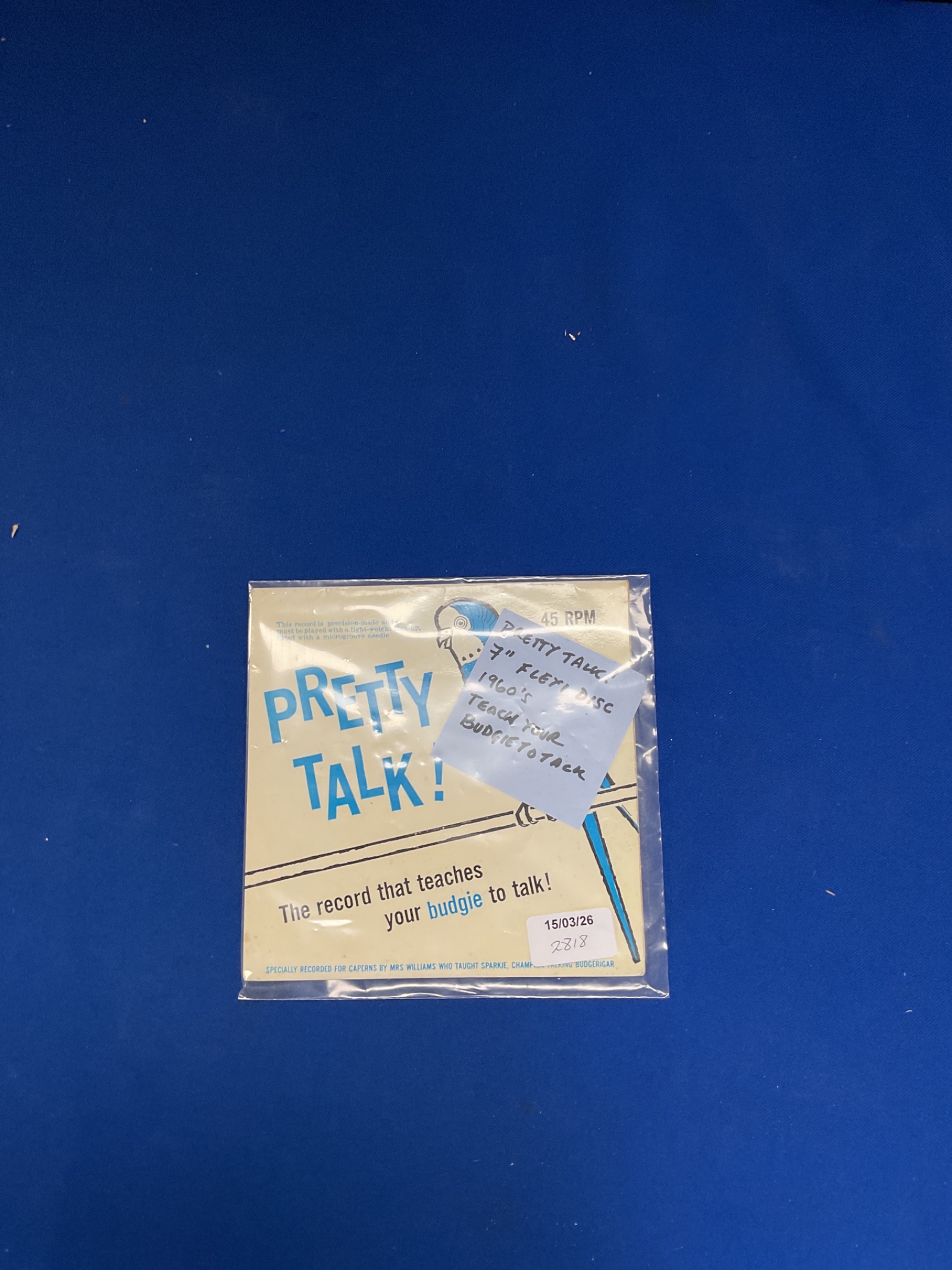 111 Pretty talk 7” flexfi disc 1960s teach your budgie to talk